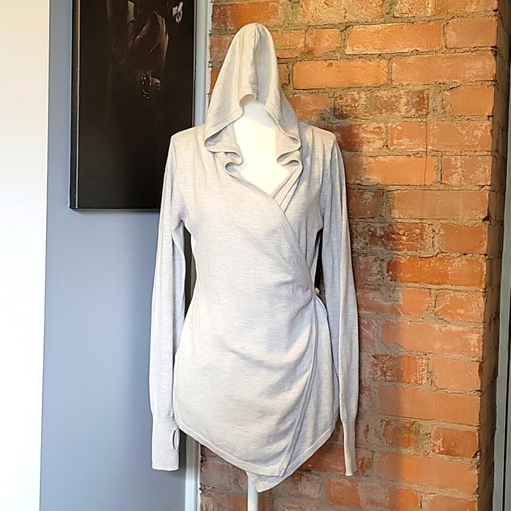 Betabrand Open-front or Wrap-Style  Hooded Cardigan with Pockets